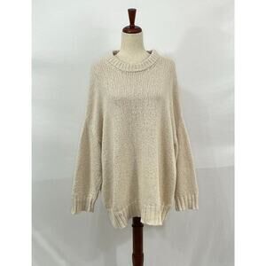 JENNI KAYNE S Small Beige Oatmeal Pullover Sweater 100% Cotton Sweater Oversize